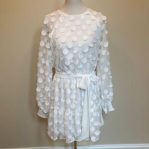 Aura White Sheer Polka Dot Dress